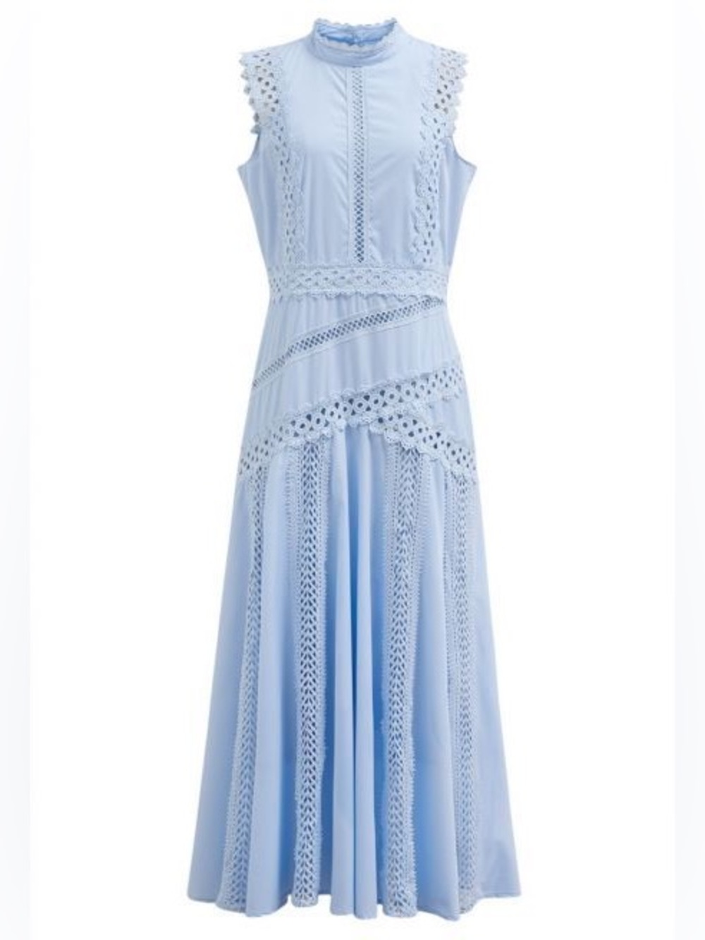 Chicwish DIVE INTO ELEGANCE LACE PANELLED SLEEVELESS DRESS IN BABY BLUE - Picture 2 of 9